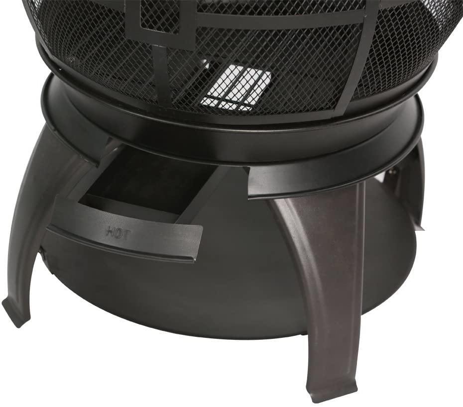 Outdoor Fireplace Cast Iron Wooden Fire Pit, Chimenea, Brown-Black