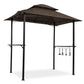 Outdoor Grill Gazebo 8 x 5 Ft, Shelter Tent, Double Tier Soft Top Canopy and Steel Frame with hook and Bar Counters, -Brown FredCo