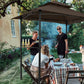 Outdoor Grill Gazebo 8 x 5 Ft, Shelter Tent, Double Tier Soft Top Canopy and Steel Frame with hook and Bar Counters, -Brown FredCo