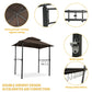 Outdoor Grill Gazebo 8 x 5 Ft, Shelter Tent, Double Tier Soft Top Canopy and Steel Frame with hook and Bar Counters, -Brown FredCo