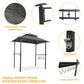 Outdoor Grill Gazebo 8 x 5 Ft, Shelter Tent, Double Tier Soft Top Canopy and Steel Frame with hook and Bar Counters, Grey FredCo