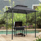 Outdoor Grill Gazebo 8 x 5 Ft, Shelter Tent, Double Tier Soft Top Canopy and Steel Frame with hook and Bar Counters, Grey FredCo