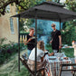 Outdoor Grill Gazebo 8 x 5 Ft, Shelter Tent, Double Tier Soft Top Canopy and Steel Frame with hook and Bar Counters, Grey FredCo