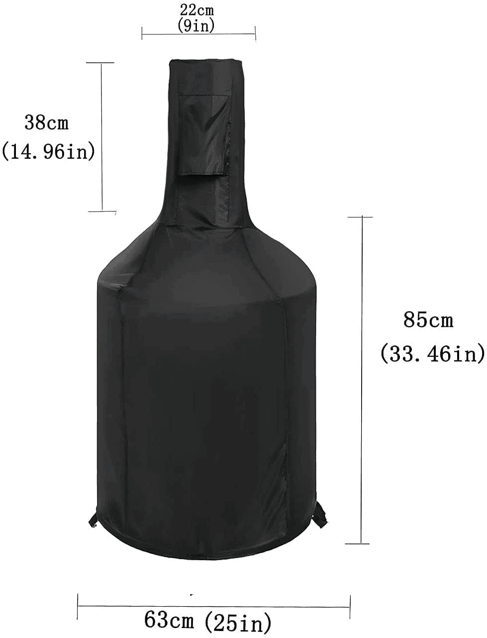 Outdoor Patio Chiminea Cover - Durable, Weather-Proof Chiminea Fire Pit Cover (Black) FredCo