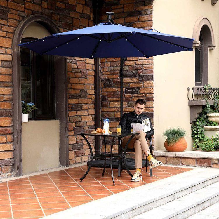 Outdoor Umbrella with Solar-Powered LED Lights FredCo