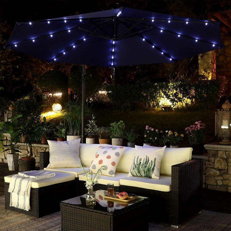 Outdoor Umbrella with Solar-Powered LED Lights FredCo