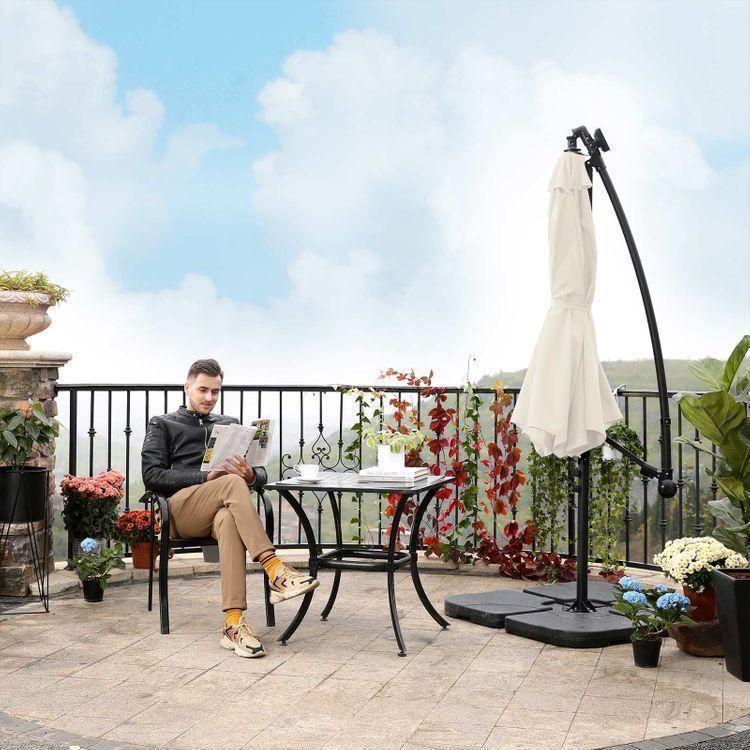 Outdoor Umbrella with Solar-Powered LED Lights Beige FredCo