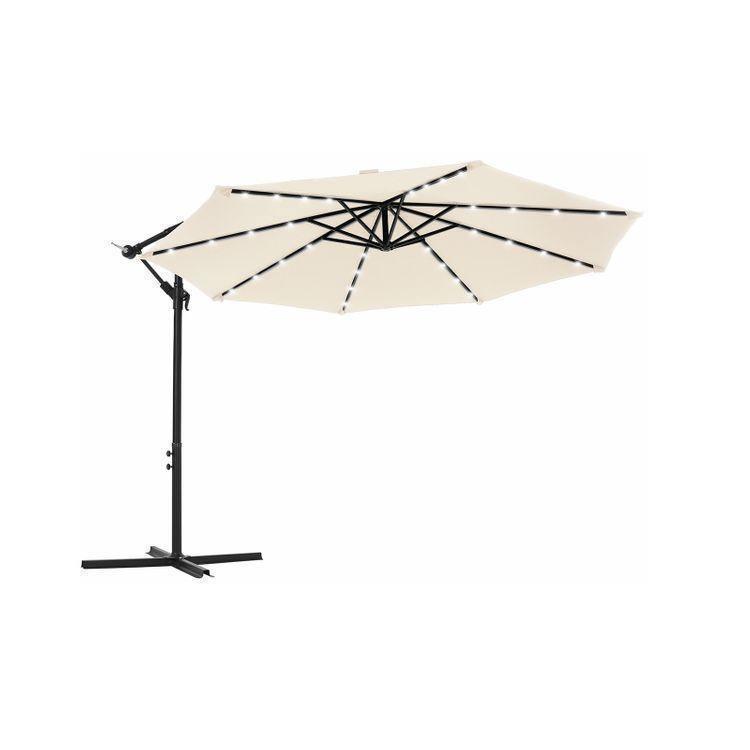 Outdoor Umbrella with Solar-Powered LED Lights Beige FredCo