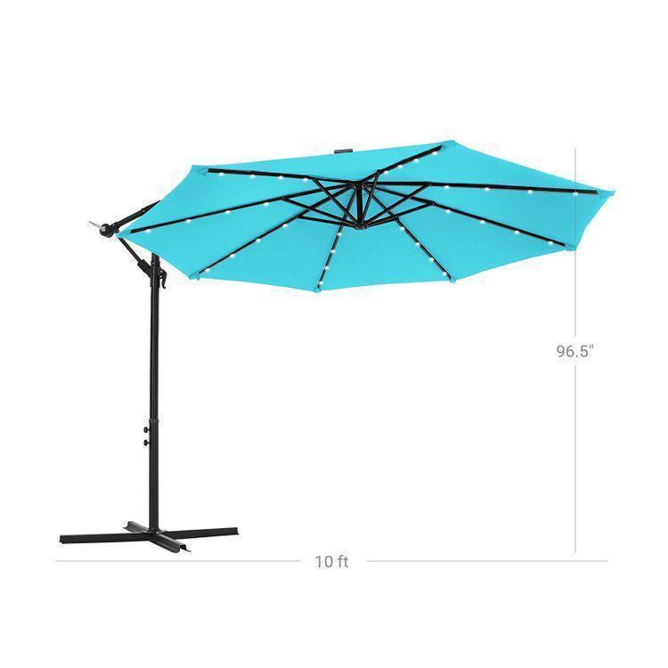 Outdoor Umbrella with Solar-Powered LED Lights Lake Blue FredCo