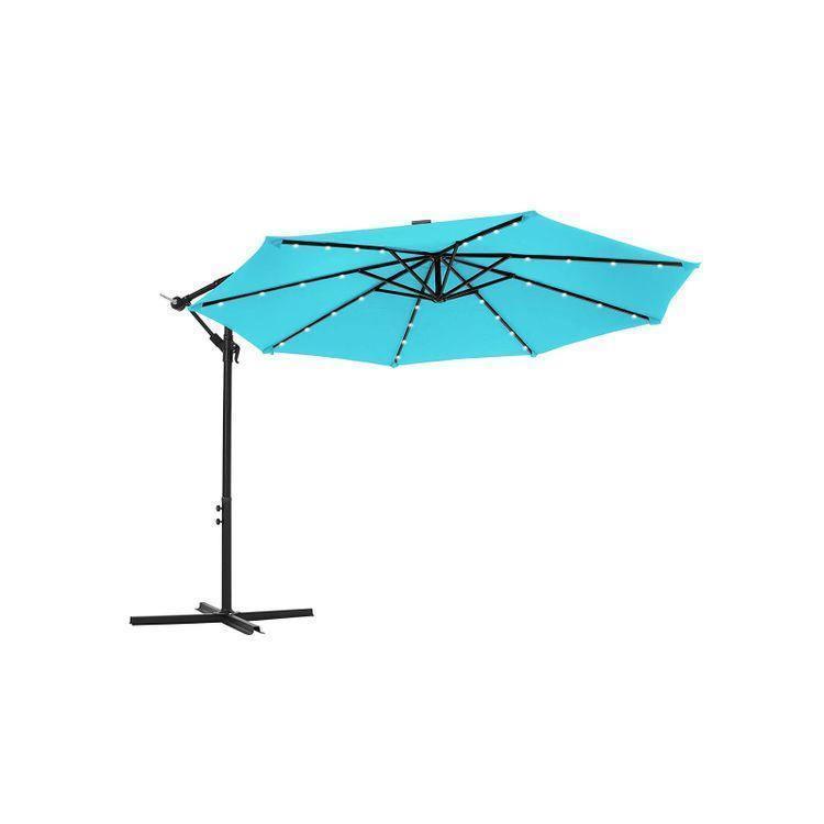 Outdoor Umbrella with Solar-Powered LED Lights Lake Blue FredCo