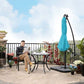 Outdoor Umbrella with Solar-Powered LED Lights Lake Blue FredCo