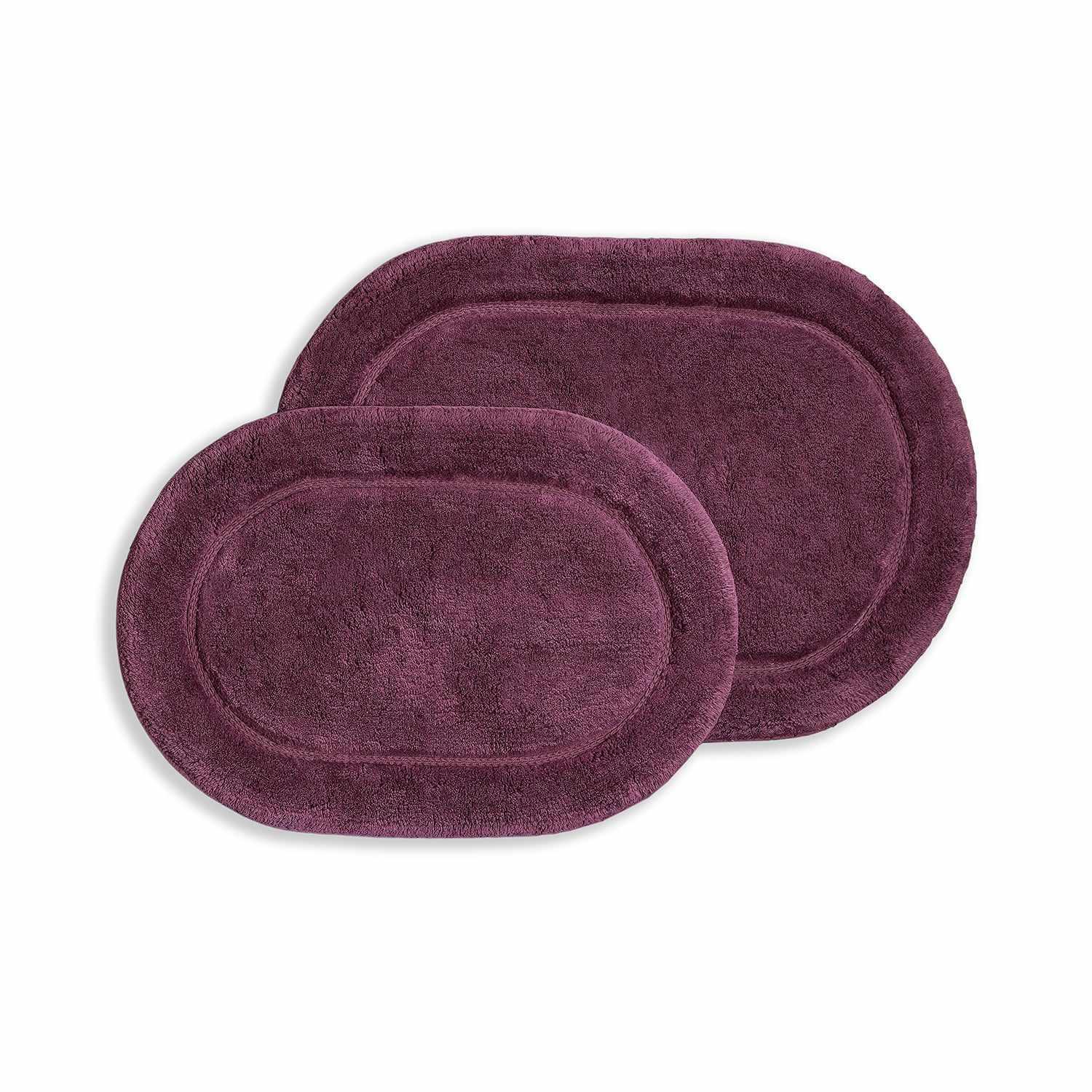 Oval 100% Combed Cotton Non-Skid 2-Piece Bath Rug Set FredCo