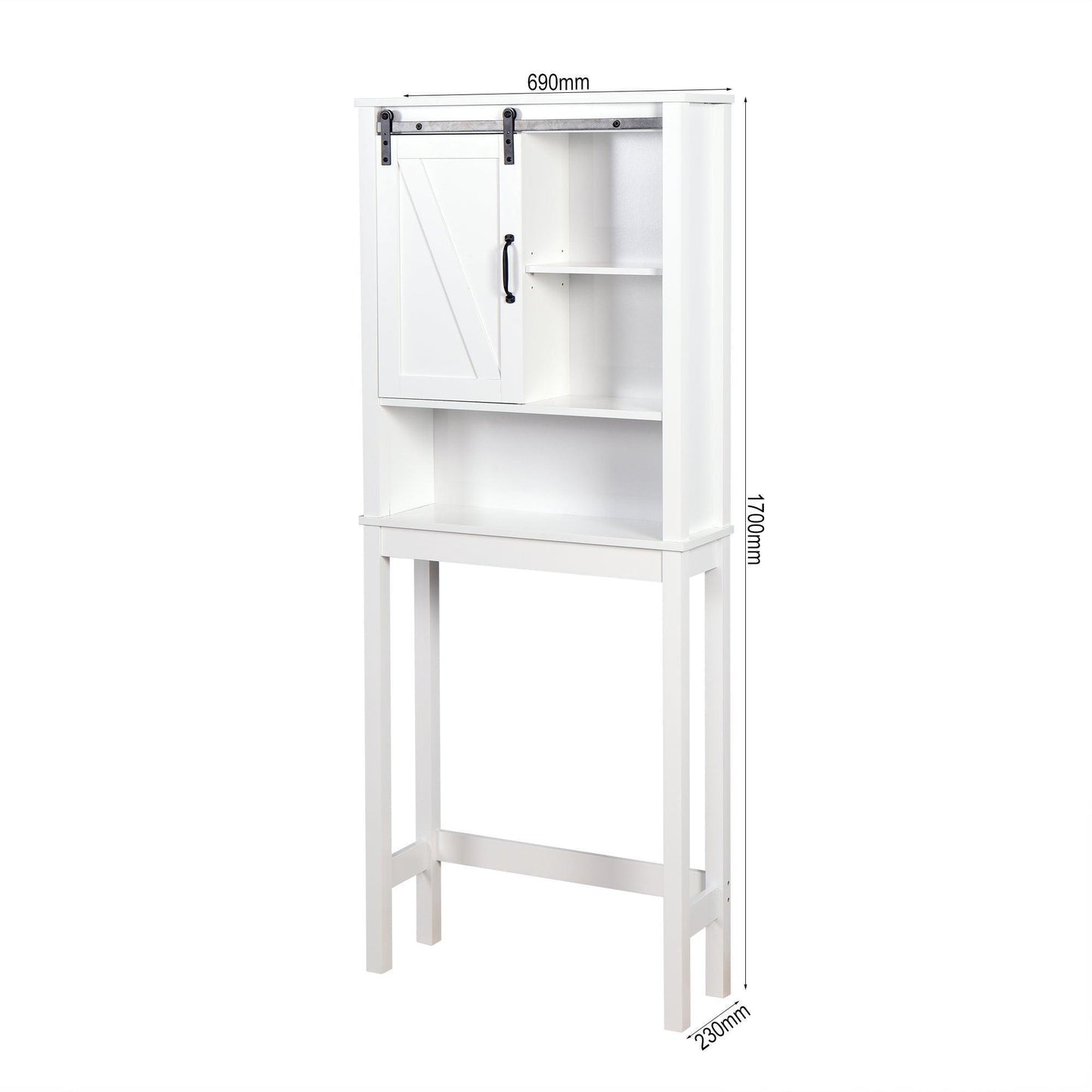 Over-the-Toilet Storage Cabinet, Space-Saving Bathroom Cabinet, with Adjustable Shelves and A Barn Door FredCo