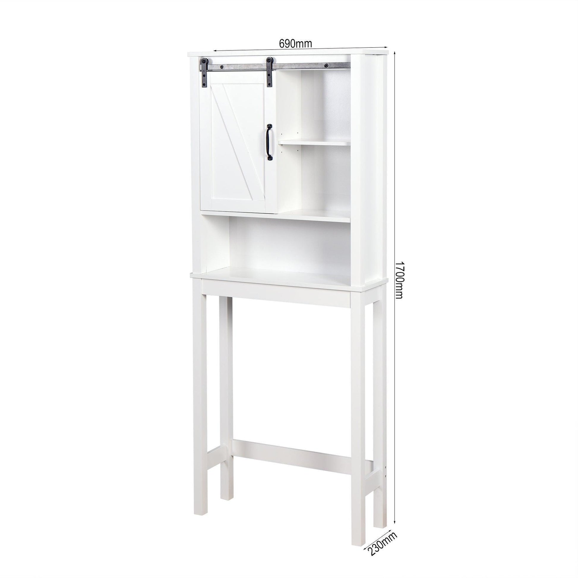 Over-the-Toilet Storage Cabinet, Space-Saving Bathroom Cabinet, with Adjustable Shelves and A Barn Door FredCo