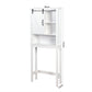 Over-the-Toilet Storage Cabinet, Space-Saving Bathroom Cabinet, with Adjustable Shelves and A Barn Door FredCo