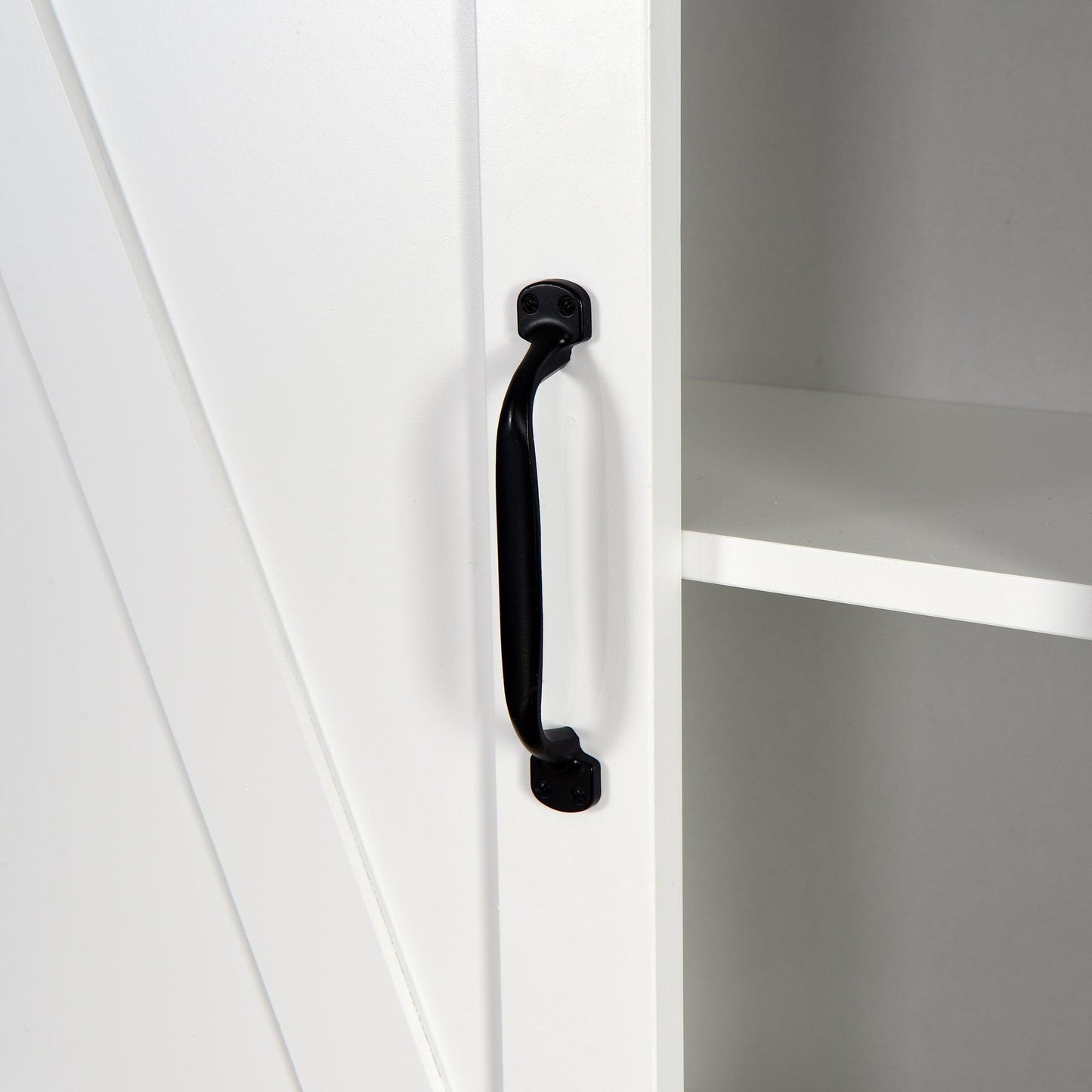 Over-the-Toilet Storage Cabinet, Space-Saving Bathroom Cabinet, with Adjustable Shelves and A Barn Door FredCo