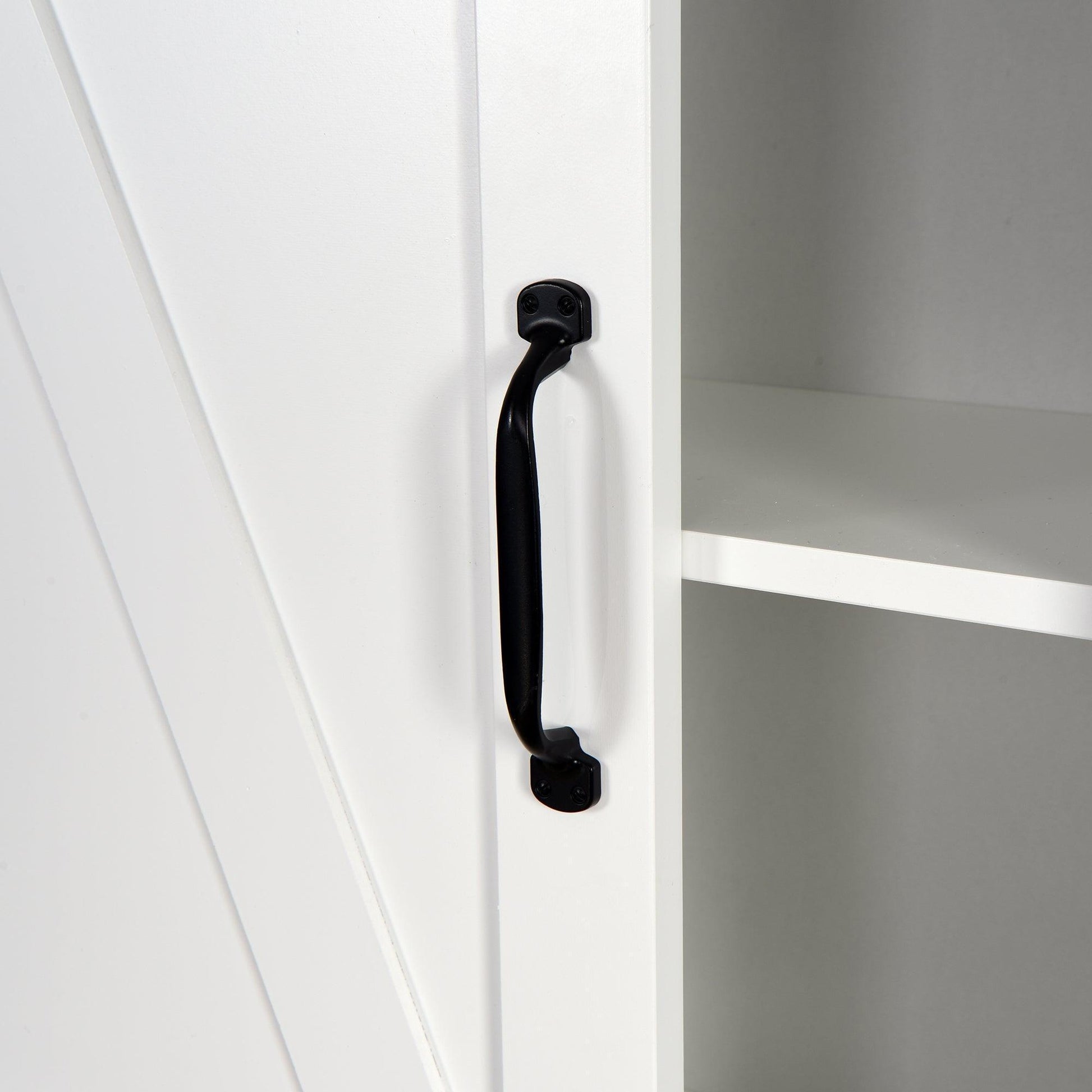 Over-the-Toilet Storage Cabinet, Space-Saving Bathroom Cabinet, with Adjustable Shelves and A Barn Door FredCo