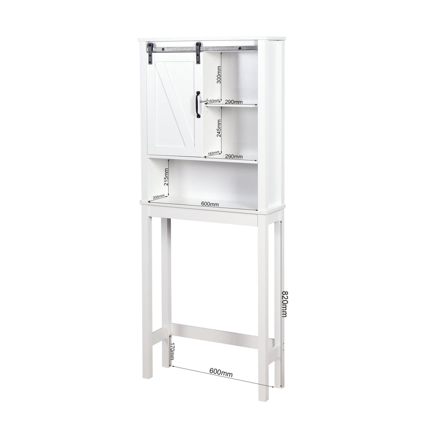Over-the-Toilet Storage Cabinet, Space-Saving Bathroom Cabinet, with Adjustable Shelves and A Barn Door FredCo