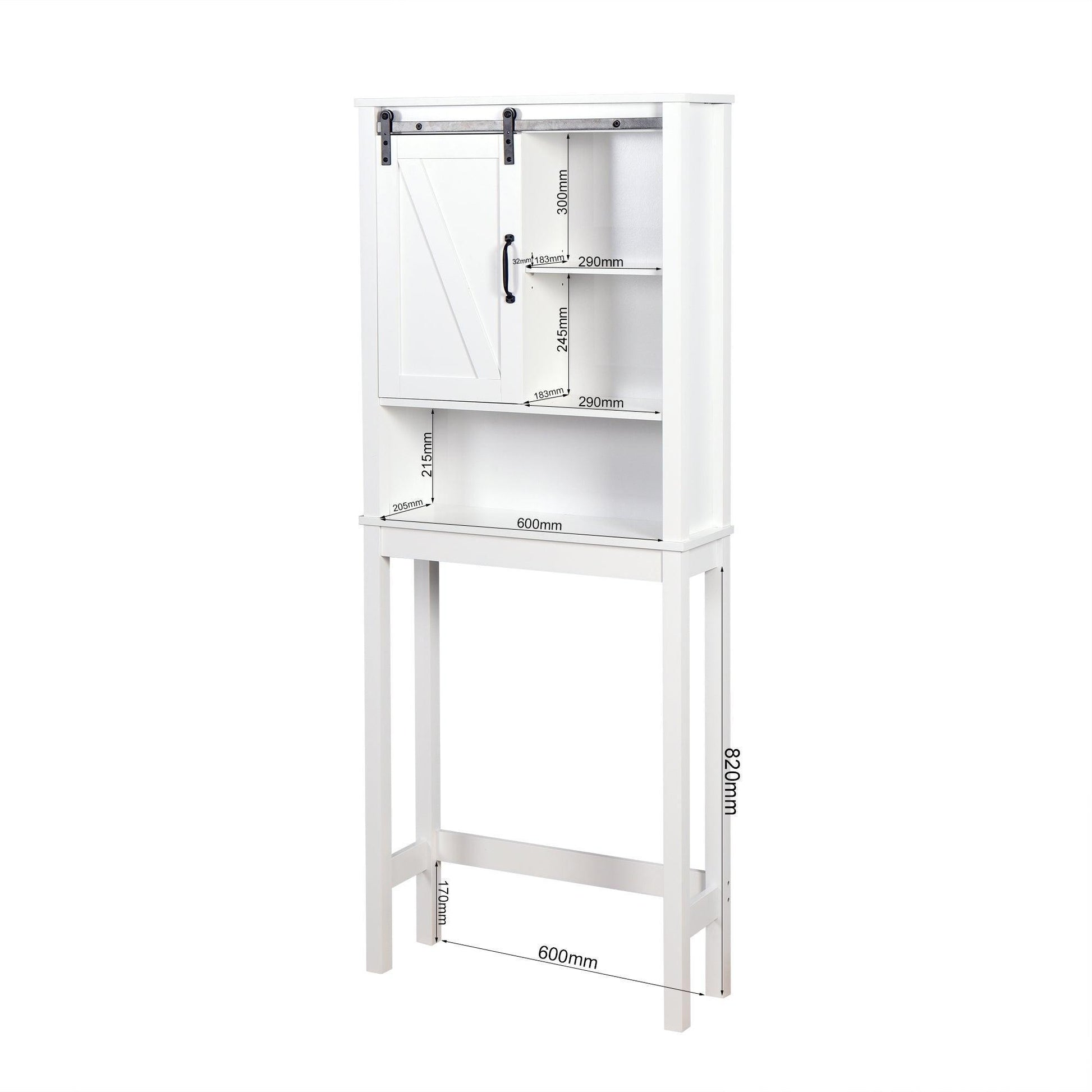 Over-the-Toilet Storage Cabinet, Space-Saving Bathroom Cabinet, with Adjustable Shelves and A Barn Door FredCo
