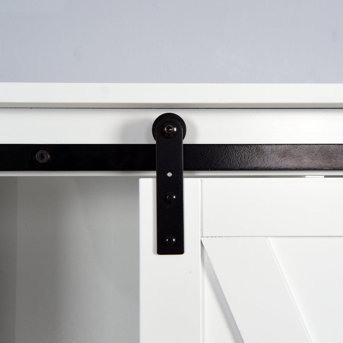 Over-the-Toilet Storage Cabinet, Space-Saving Bathroom Cabinet, with Adjustable Shelves and A Barn Door FredCo