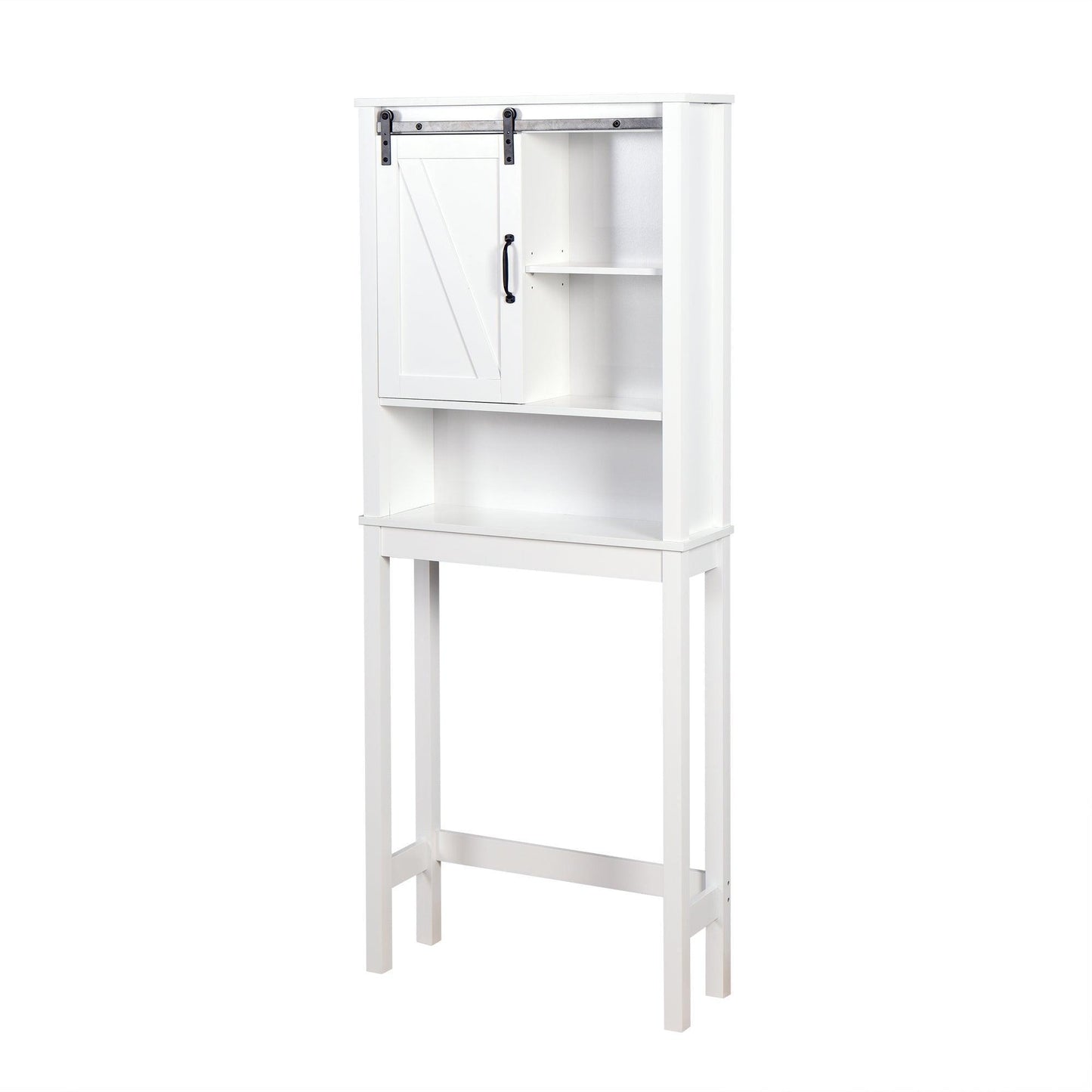 Over-the-Toilet Storage Cabinet, Space-Saving Bathroom Cabinet, with Adjustable Shelves and A Barn Door FredCo