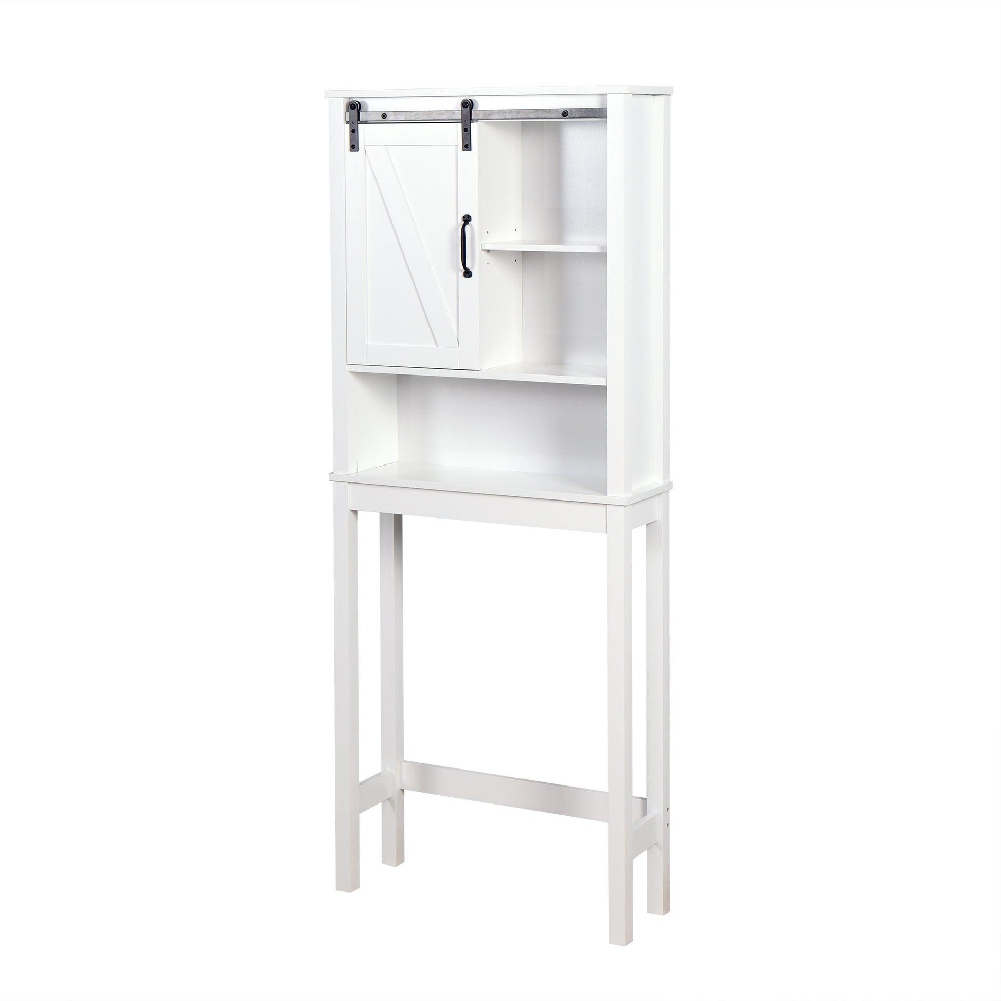 Over-the-Toilet Storage Cabinet, Space-Saving Bathroom Cabinet, with Adjustable Shelves and A Barn Door FredCo