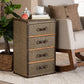 Owen Mid-Century Modern Brown Fabric Upholstered 4-Drawer Accent Storage Cabinet FredCo