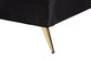 Oxley Traditional Glam and Luxe Black Velvet and Gold Metal Queen Size Panel Bed FredCo
