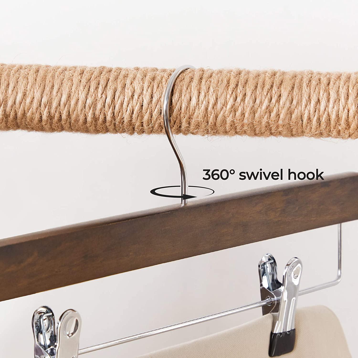 Pack of 10 Walnut Color Wooden Pants Hangers FredCo