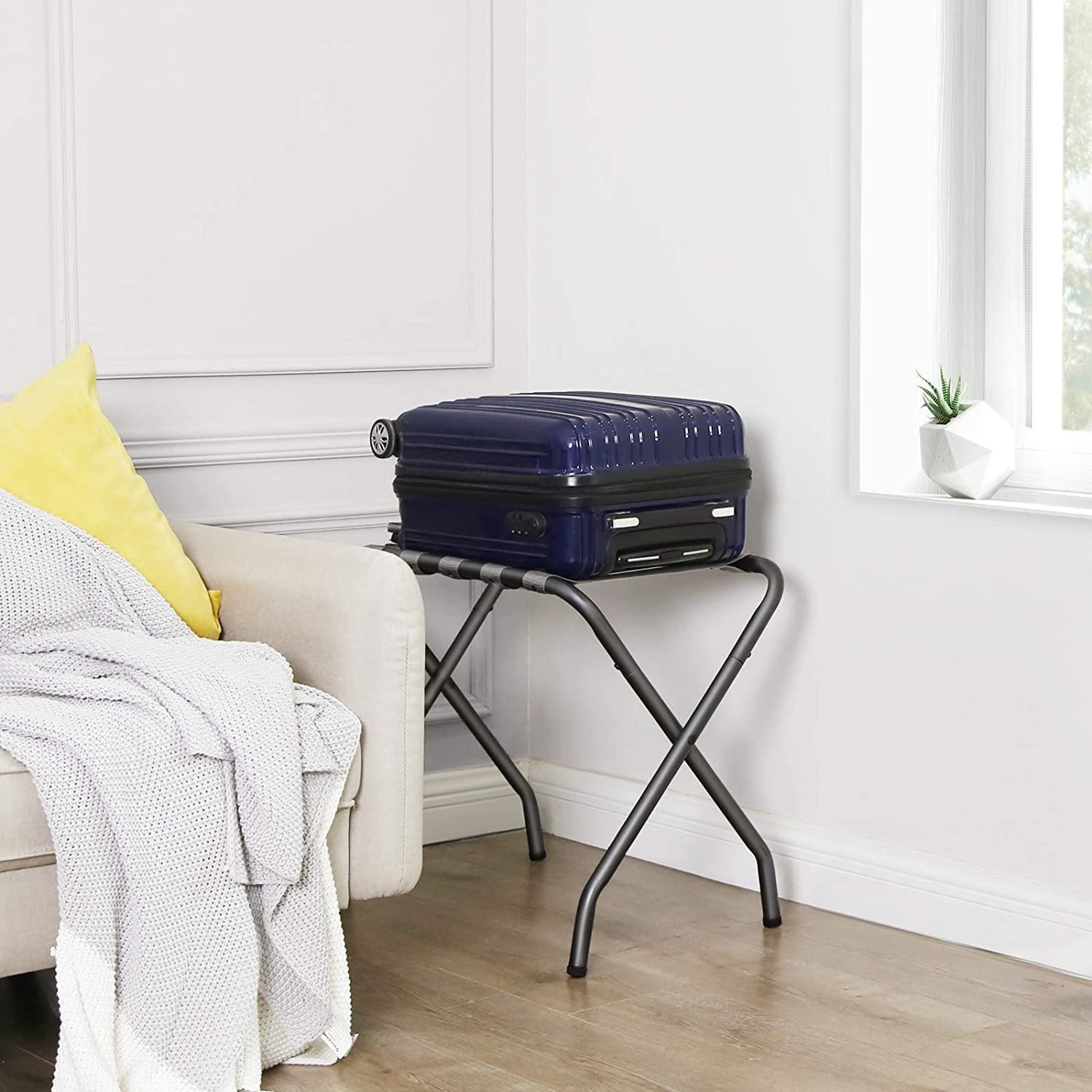 Pack of 2 Gray Folding Metal Luggage Rack FredCo