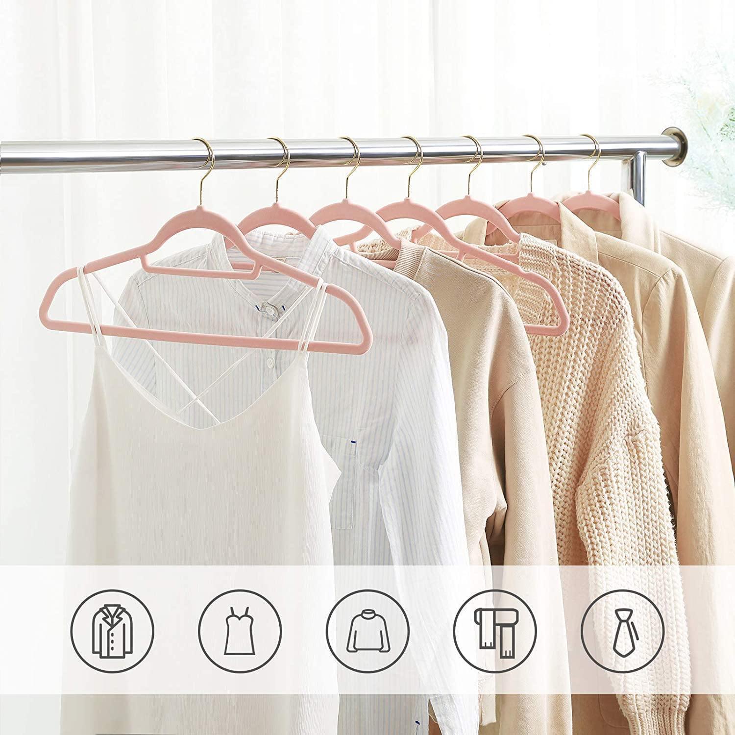 Pack of 50 Light Pink Hangers with Gold Hooks FredCo
