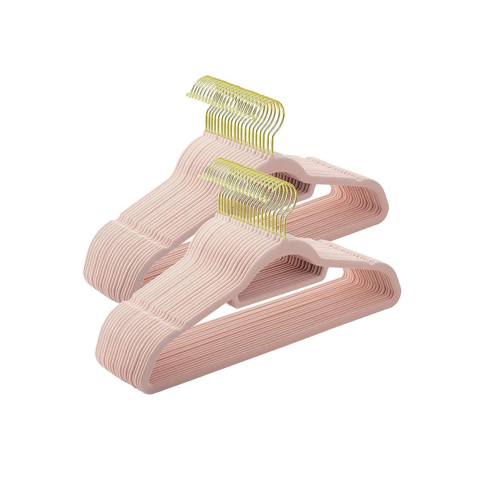 Pack of 50 Light Pink Hangers with Gold Hooks FredCo