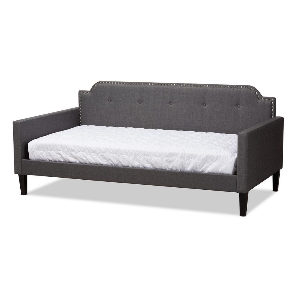 Packer Modern and Contemporary Grey Fabric Upholstered Twin Size Sofa Daybed FredCo