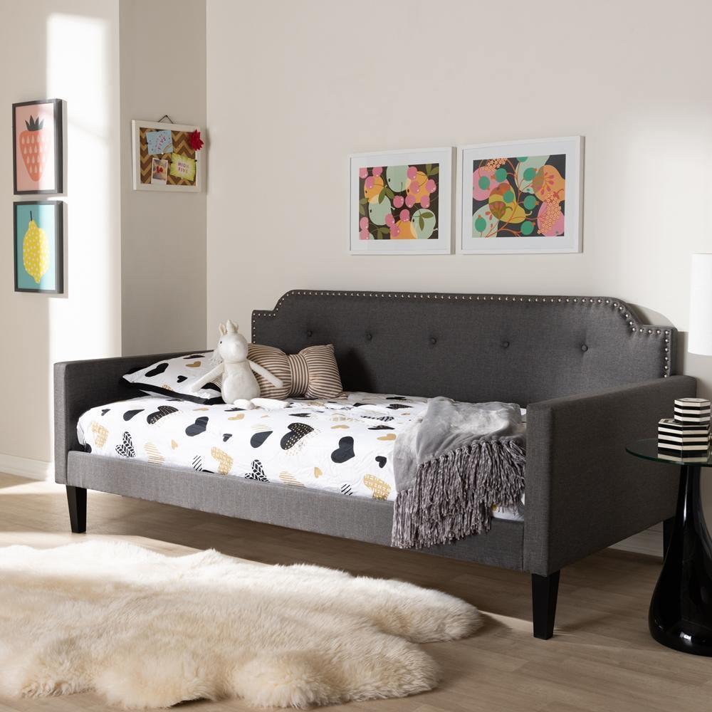 Packer Modern and Contemporary Grey Fabric Upholstered Twin Size Sofa Daybed FredCo