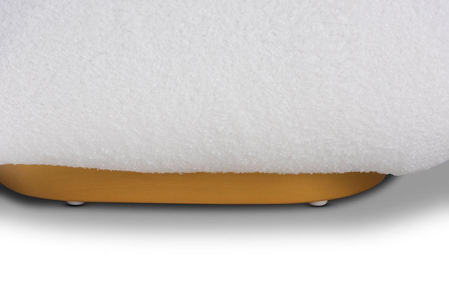 Paiva Modern and Contemporary White Boucle Upholstered and Brushed Gold Finished Accent Chair FredCo