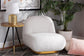 Paiva Modern and Contemporary White Boucle Upholstered and Brushed Gold Finished Accent Chair FredCo