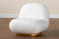 Paiva Modern and Contemporary White Boucle Upholstered and Brushed Gold Finished Accent Chair FredCo