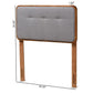 Palina Mid-Century Modern Dark Grey Fabric Upholstered and Walnut Brown Finished Wood Twin Size Headboard FredCo