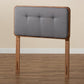 Palina Mid-Century Modern Dark Grey Fabric Upholstered and Walnut Brown Finished Wood Twin Size Headboard FredCo