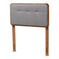 Palina Mid-Century Modern Dark Grey Fabric Upholstered and Walnut Brown Finished Wood Twin Size Headboard FredCo