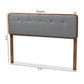 Palina Mid-Century Modern Dark Grey Fabric Upholstered Walnut Brown Finished Wood Full Size Headboard FredCo