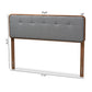 Palina Mid-Century Modern Dark Grey Fabric Upholstered Walnut Brown Finished Wood King Size Headboard FredCo