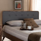 Palina Mid-Century Modern Dark Grey Fabric Upholstered Walnut Brown Finished Wood King Size Headboard FredCo