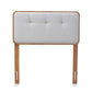 Palina Mid-Century Modern Light Grey Fabric Upholstered and Walnut Brown Finished Wood Twin Size Headboard FredCo