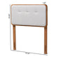 Palina Mid-Century Modern Light Grey Fabric Upholstered and Walnut Brown Finished Wood Twin Size Headboard FredCo