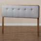 Palina Mid-Century Modern Light Grey Fabric Upholstered Walnut Brown Finished Wood Full Size Headboard FredCo