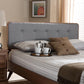 Palina Mid-Century Modern Light Grey Fabric Upholstered Walnut Brown Finished Wood Queen Size Headboard FredCo