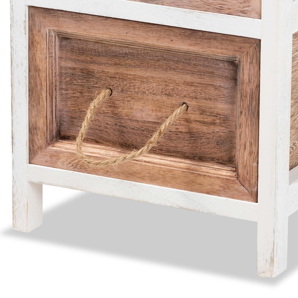 Palta Modern and Contemporary Two-Tone White and Oak Brown Finished Wood 4-Drawer Storage Unit FredCo