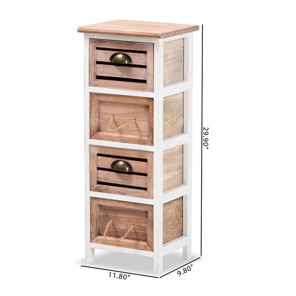 Palta Modern and Contemporary Two-Tone White and Oak Brown Finished Wood 4-Drawer Storage Unit FredCo