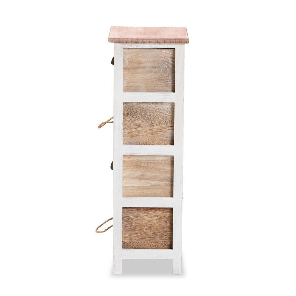 Palta Modern and Contemporary Two-Tone White and Oak Brown Finished Wood 4-Drawer Storage Unit FredCo